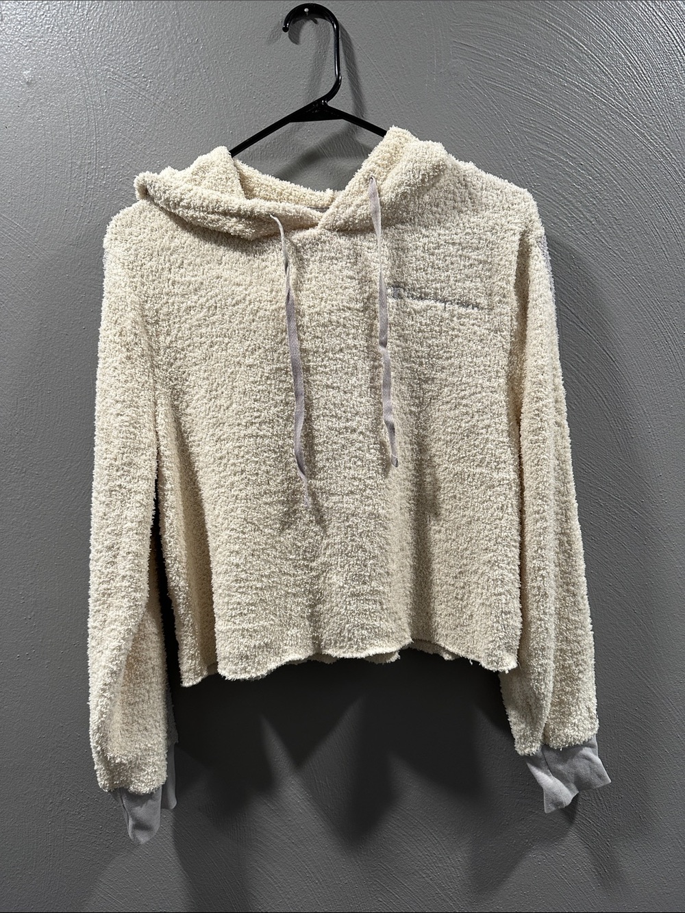 Champion Cream Plush Cropped Hoodie
